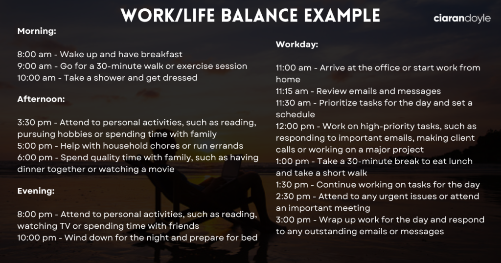 Create a schedule for your work life balance as an entrepreneur